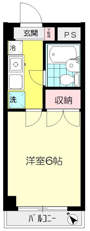 第2レジデンス初(1K/2階)の間取り写真