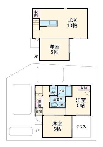 ユニキューブ上小阪(3LDK/1階)の間取り写真