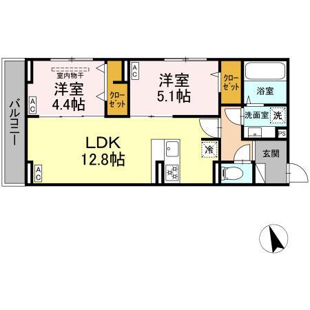 D-PRECIOUS武蔵野(2LDK/3階)の間取り写真