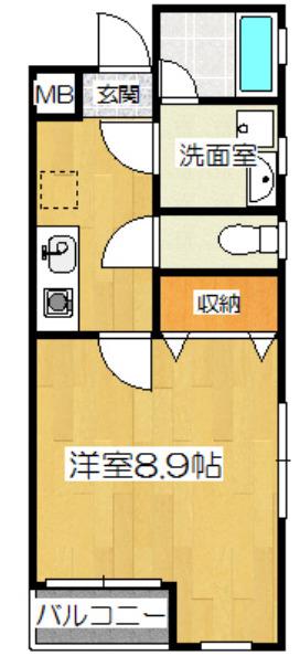 C-SQUARE奏の杜(1K/3階)の間取り写真