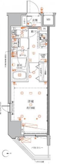 クレイシアIDZ蒲田(1K/9階)の間取り写真