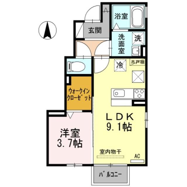 ボナール新館(1LDK/1階)の間取り写真