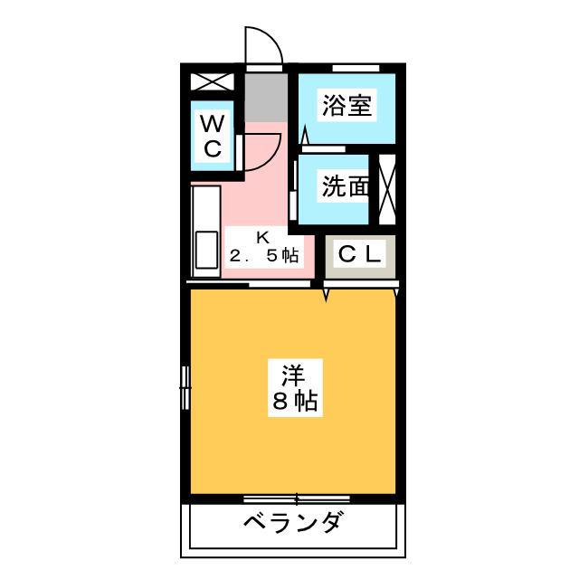 フェリーチェ(1K/2階)の間取り写真