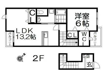 メゾン・ド・ルミエール I(1LDK/2階)の間取り写真