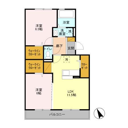 グランソーレI(2LDK/3階)の間取り写真