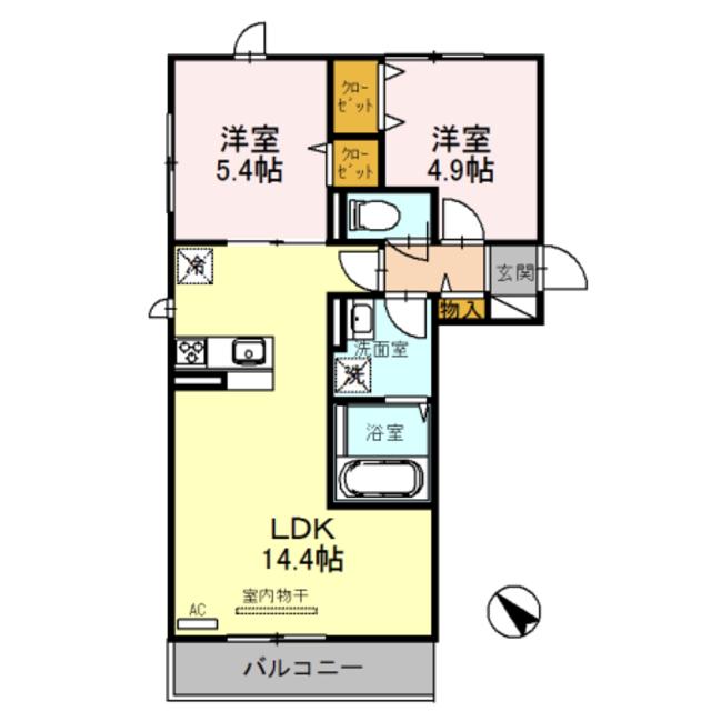 サンルーナ 下松(2LDK/3階)の間取り写真