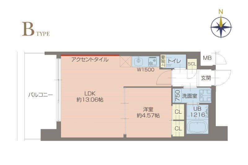 プレジオ玉造(1LDK/4階)の間取り写真