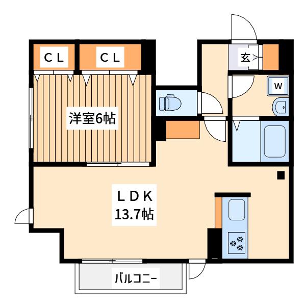 フェリックス(1LDK/2階)の間取り写真