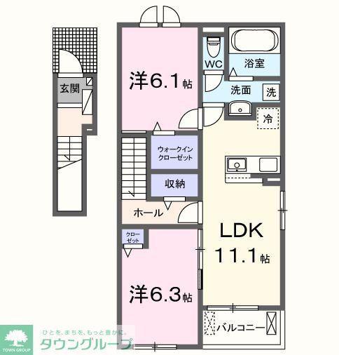 レスポワール B(2LDK/2階)の間取り写真