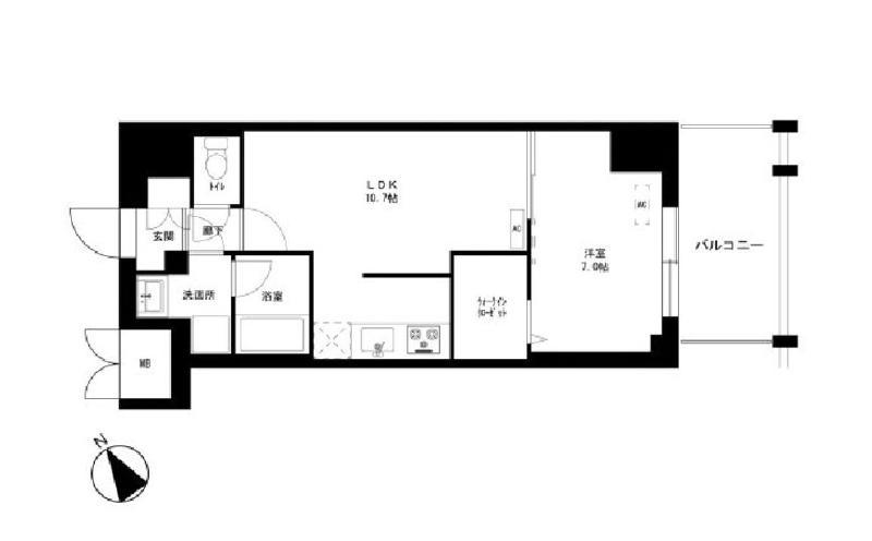 東京マンション(1LDK/4階)の間取り写真