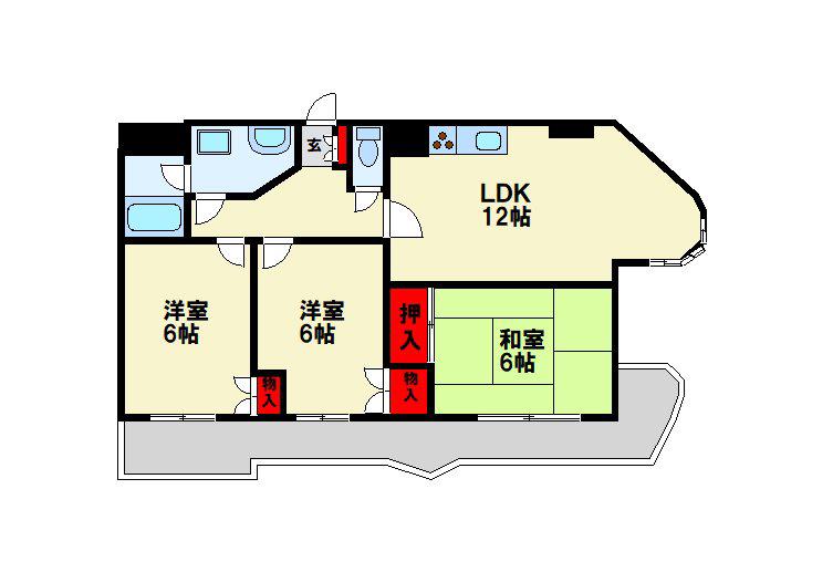 パラシオ高塔(3LDK/4階)の間取り写真