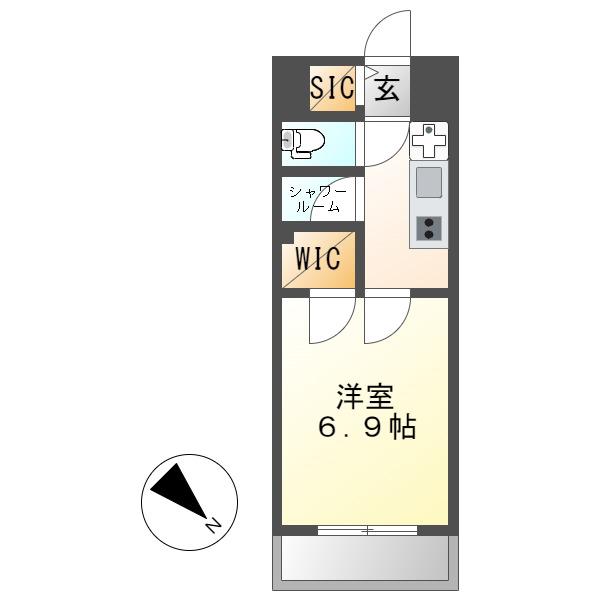 ラグゼナ上前津(1K/10階)の間取り写真