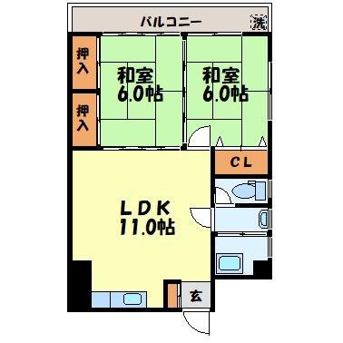 野口ビル(2LDK/5階)の間取り写真