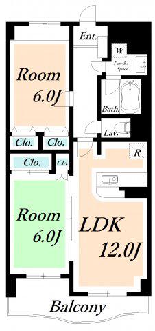 リッシュヴェールサカエ(2LDK/5階)の間取り写真