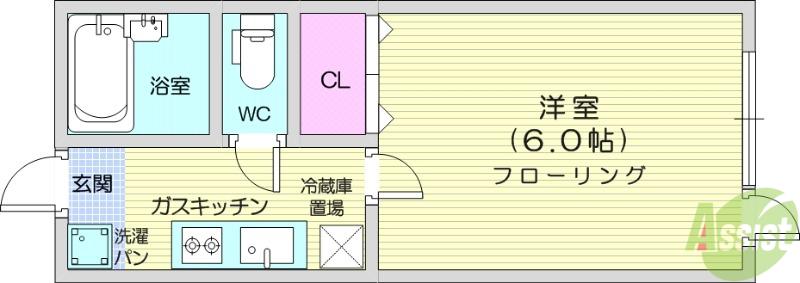 ビカインド(1K/2階)の間取り写真