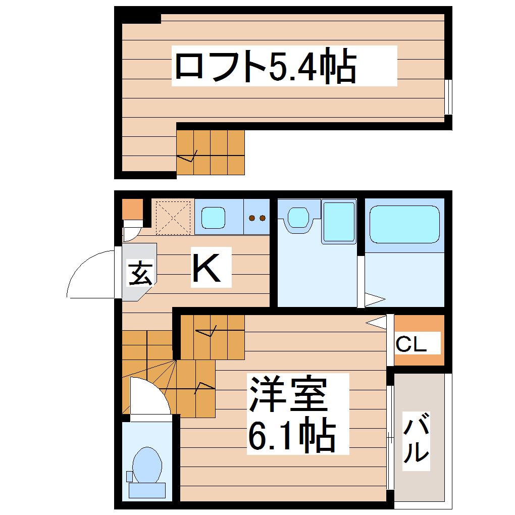 メルツ原町(1K/1階)の間取り写真