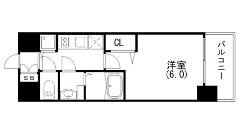 プレサンスKOBEティアラ(1K/2階)の間取り写真