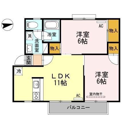 ファミール田宮(2LDK/1階)の間取り写真