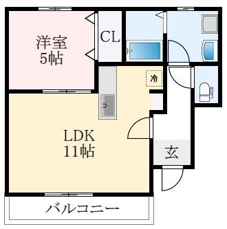 エスポワール(1LDK/1階)の間取り写真