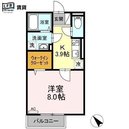 アプリコット住崎町(1K/1階)の間取り写真