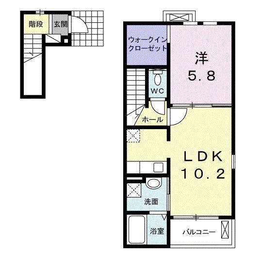 メゾンシャルマン A棟(1LDK/2階)の間取り写真