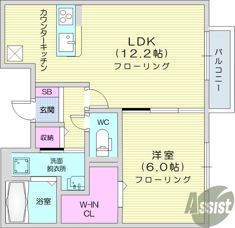 D-ROOM八乙女A(1LDK/1階)の間取り写真