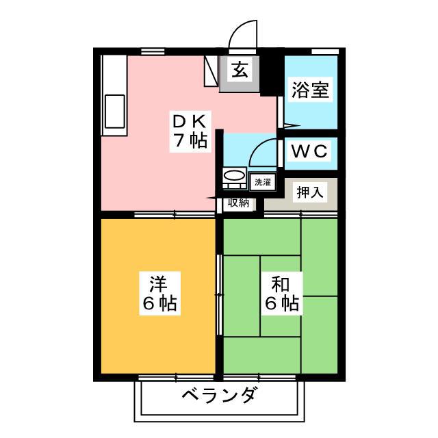 サンライズ緑園(2DK/1階)の間取り写真