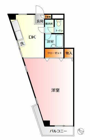 イーリス中央林間(1DK/2階)の間取り写真