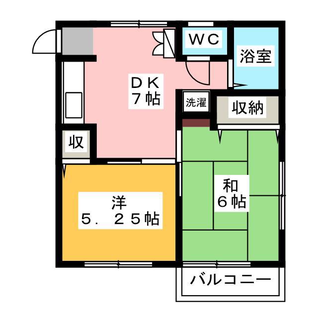 パステルハイム(2DK/2階)の間取り写真