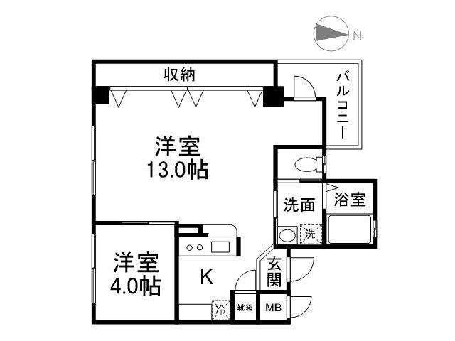 IMPACT IKU 北(1LDK/2階)の間取り写真
