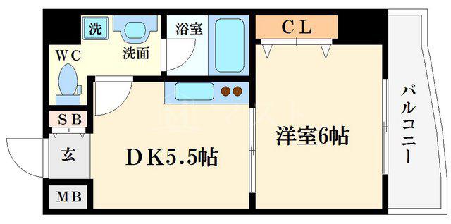 メゾン・デ・ノムラ東心斎橋(1DK/8階)の間取り写真