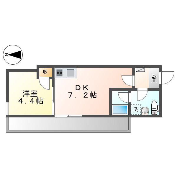 レスペデザ道徳(1DK/3階)の間取り写真