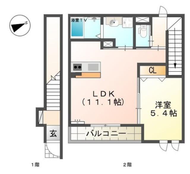 アジャートくろだ(1LDK/2階)の間取り写真