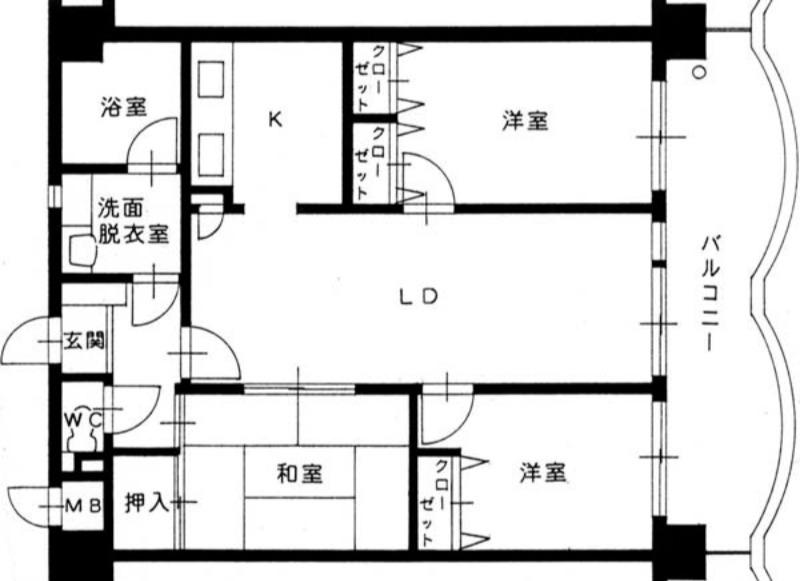 NEW8西新(3LDK/7階)の間取り写真