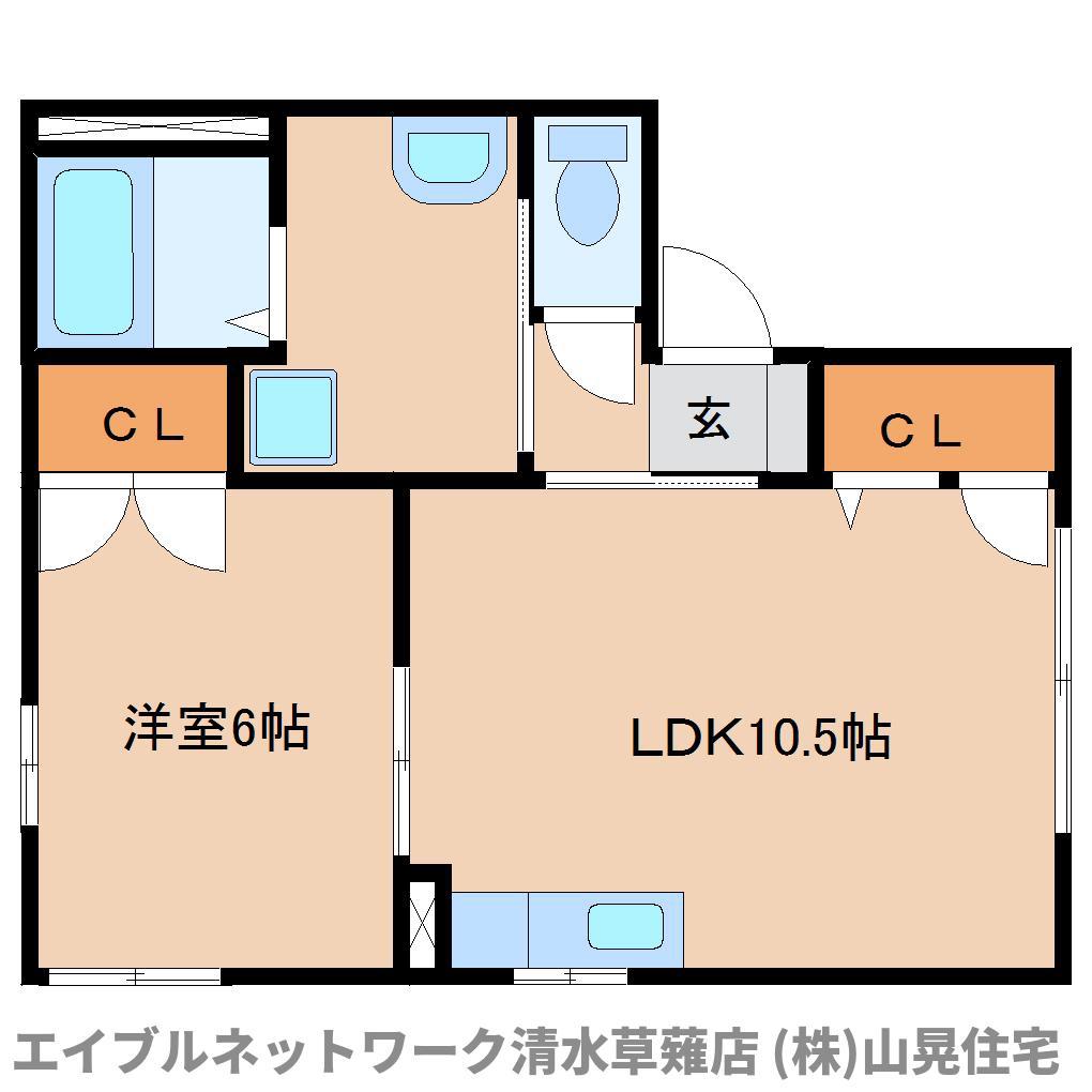 フローラルES(1LDK/1階)の間取り写真
