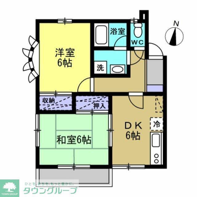 メゾンドソレイユ(2DK/2階)の間取り写真