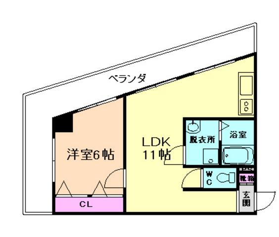 パレス都(1LDK/3階)の間取り写真