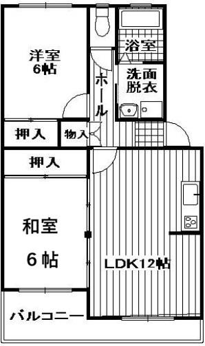 オートアール片江1番館(2LDK/1階)の間取り写真