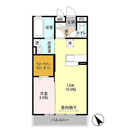 セジュールMH(1LDK/3階)の間取り写真
