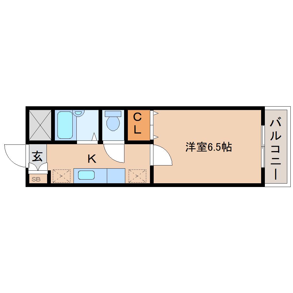 ビューファイン台原(1K/3階)の間取り写真