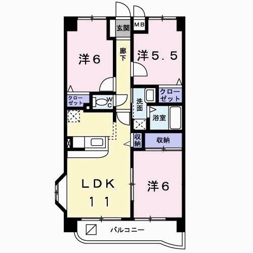 サン・アムール壱番館(3LDK/2階)の間取り写真