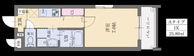 LIFEFIELD諸岡(1K/2階)の間取り写真