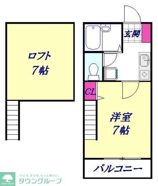 サザンハイツⅡ(1K/2階)の間取り写真