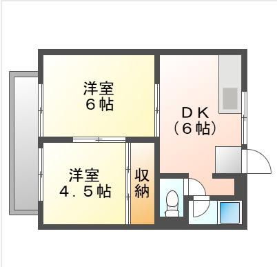 コーポ操扇山(2DK/1階)の間取り写真