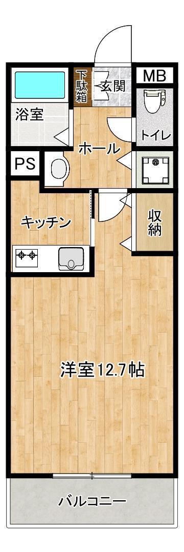 ウイングス七番館(ワンルーム/2階)の間取り写真