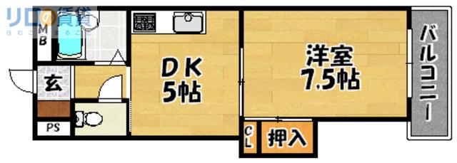 ロイヤルハイツ菅原(1DK/2階)の間取り写真
