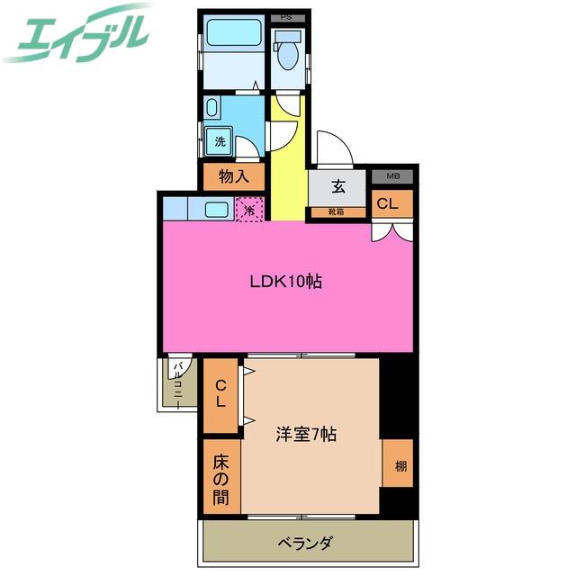 トランプコート四日市(1LDK/4階)の間取り写真