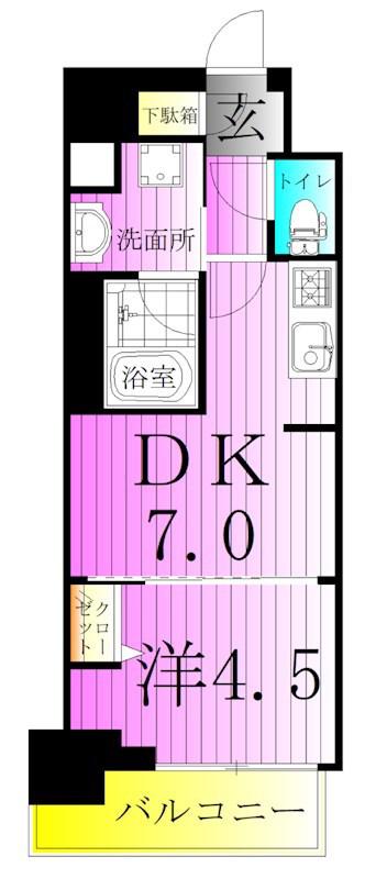 クラリティア綾瀬(1DK/9階)の間取り写真
