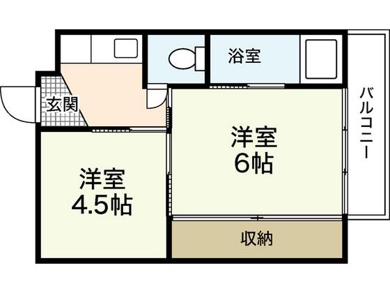 ビレッジハウス安古市 3号棟(2K/1階)の間取り写真