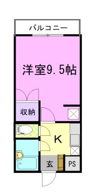 カスティールイン宇都宮(1K/3階)の間取り写真